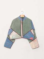The Kaira Cropped Quilted Patchwork Kantha Jacket