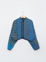 The Kaira Cropped Quilted Indigo Kantha Jacket