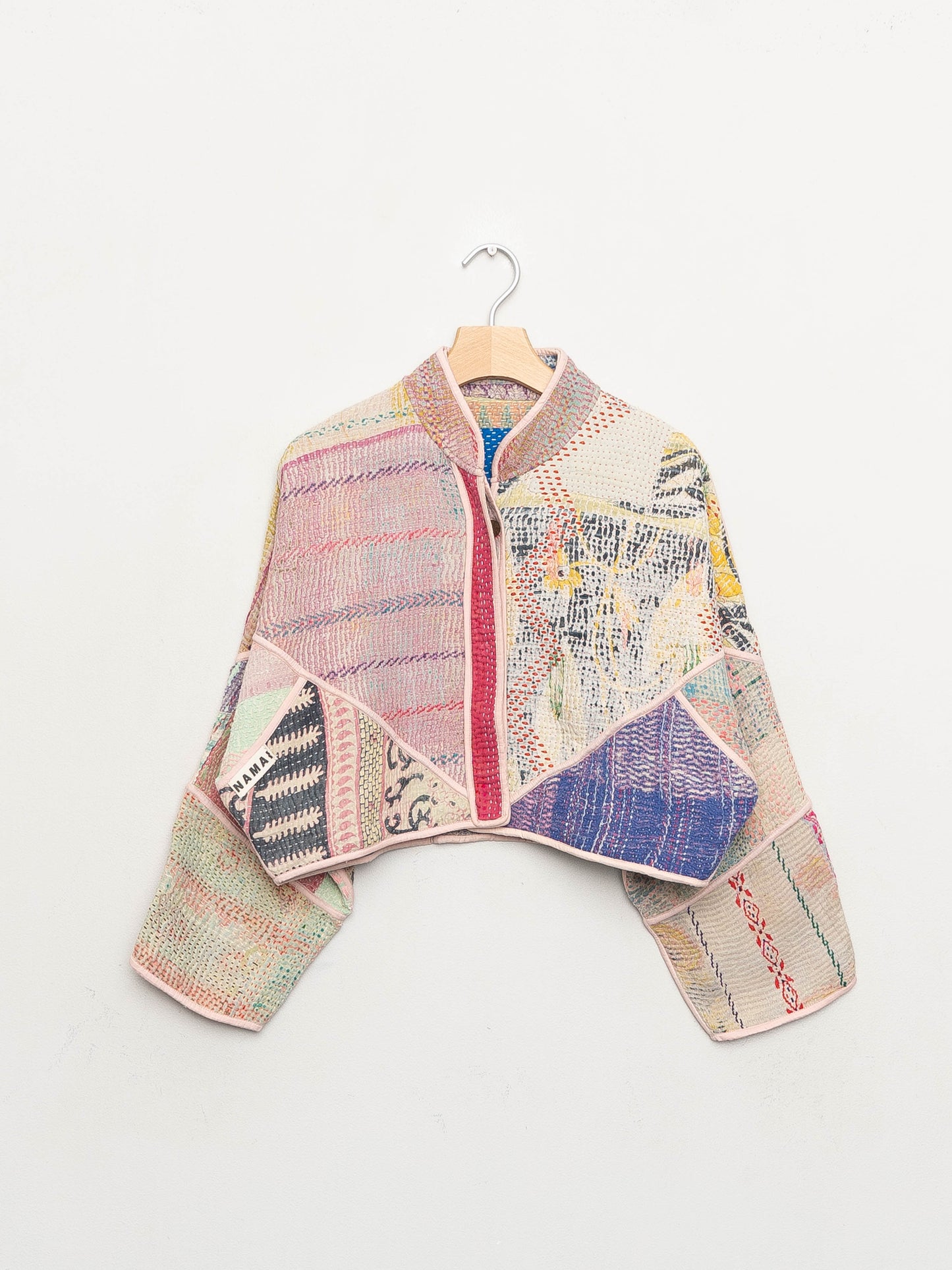 The Kaira Cropped Quilted Patchwork Kantha Jacket