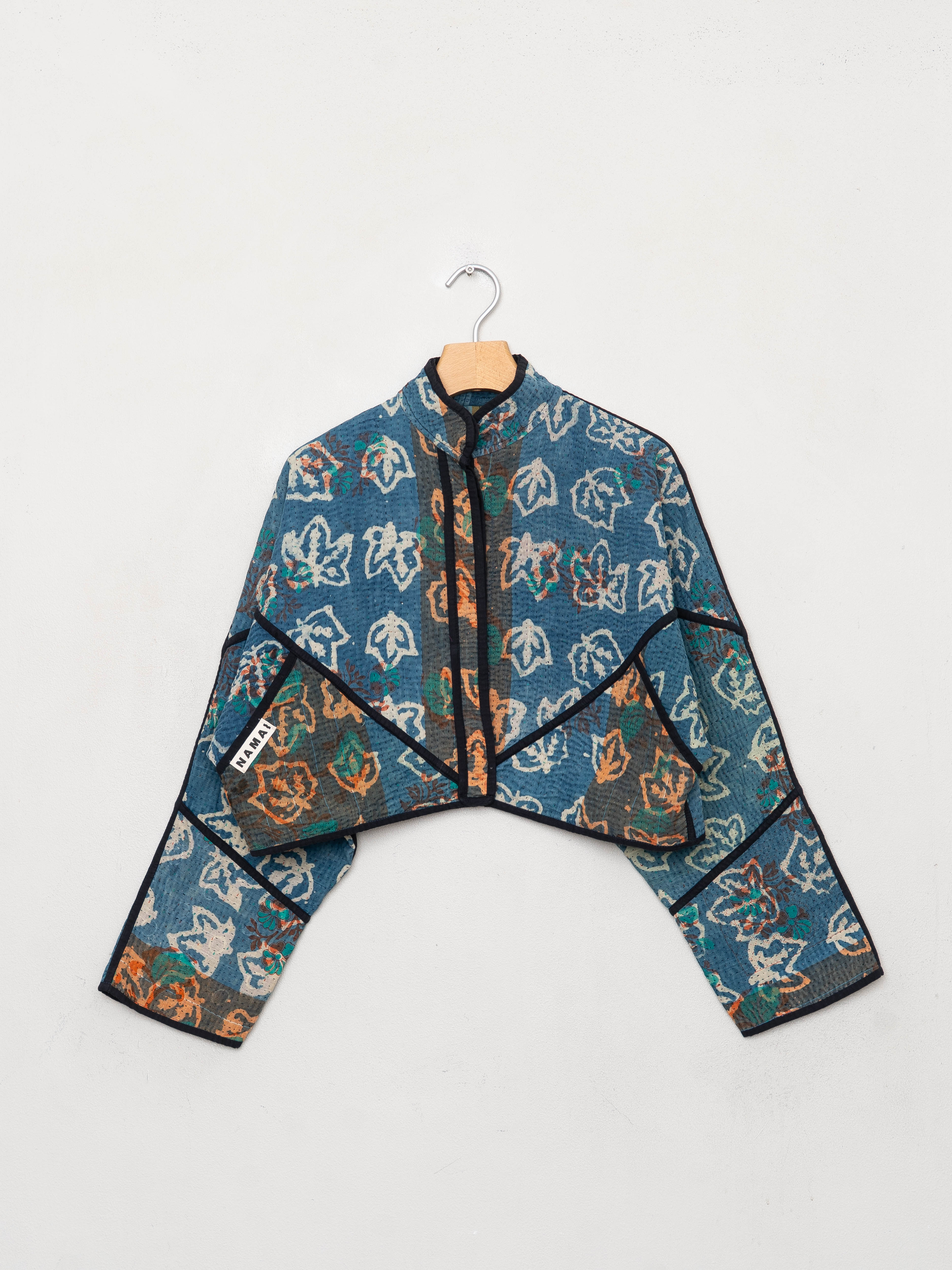 The Kaira Cropped Quilted Indigo Kantha Jacket