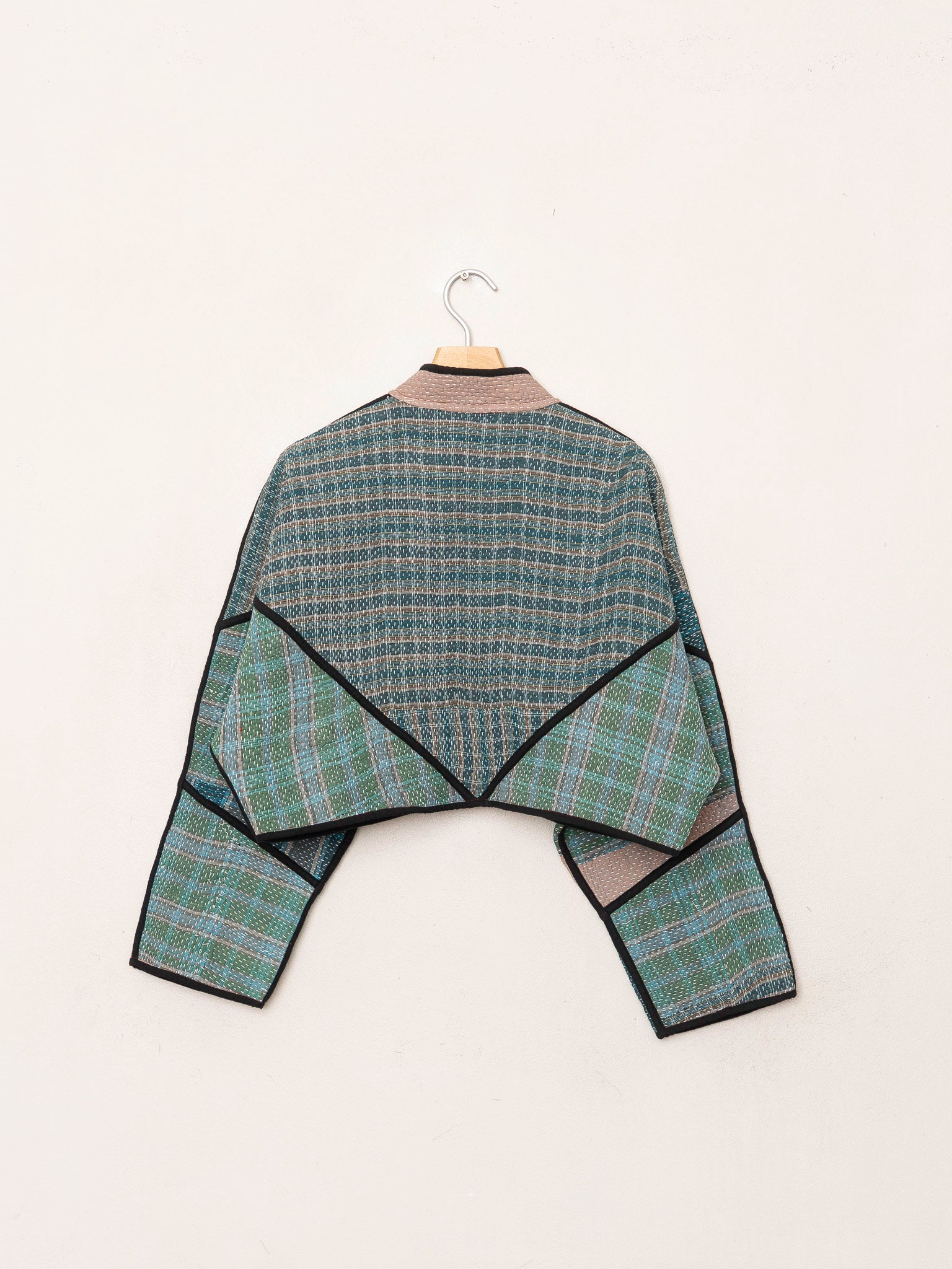 The Kaira Cropped Quilted Patchwork Kantha Jacket