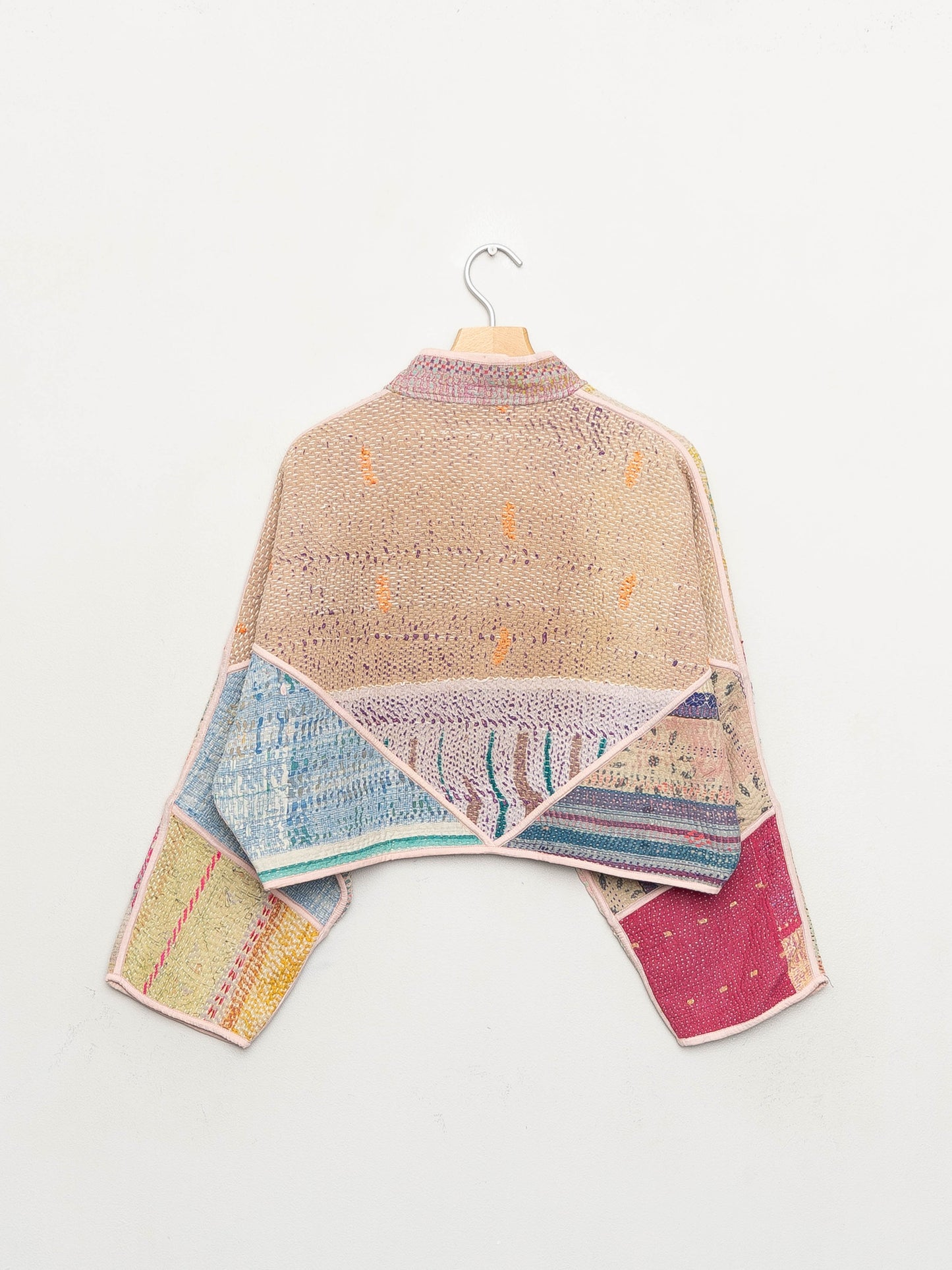 The Kaira Cropped Quilted Patchwork Kantha Jacket