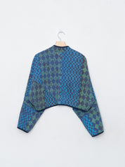 The Kaira Cropped Quilted Indigo Kantha Jacket