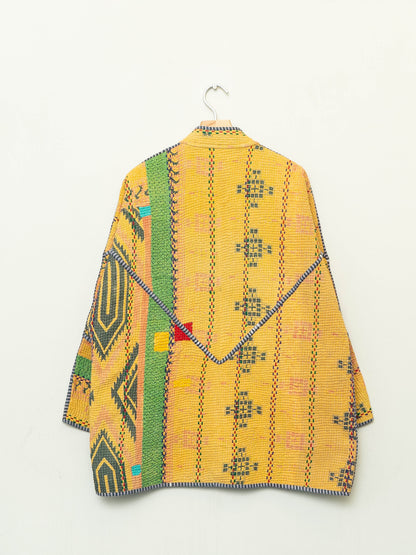 The Narmada Quilted Patchwork Kantha Jacket