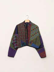 The Kaira Cropped Quilted Patchwork Kantha Jacket