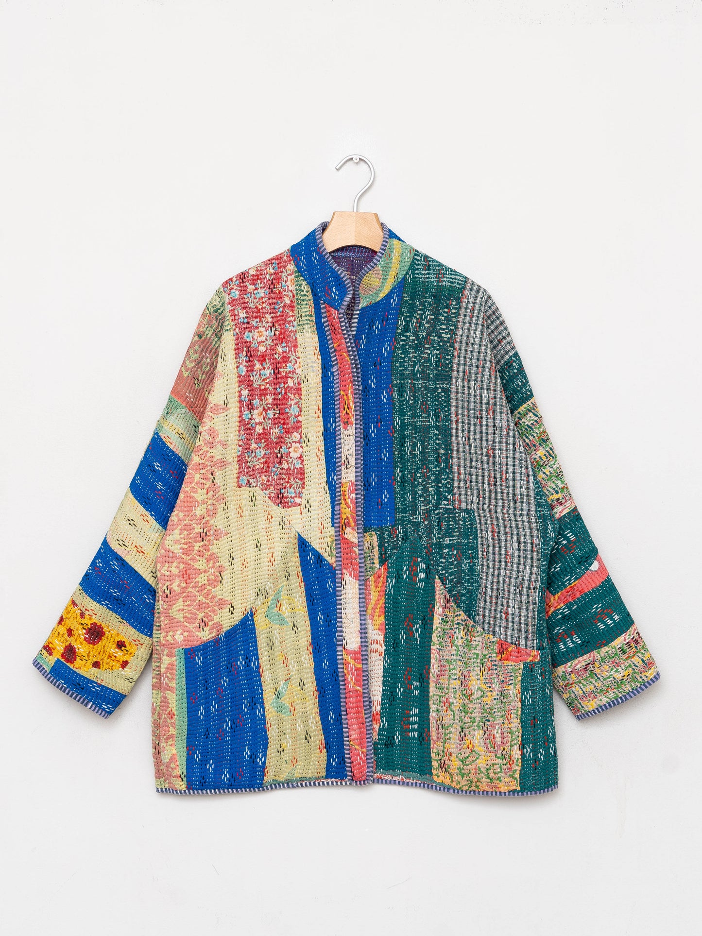 The Narmada Quilted Patchwork Kantha Jacket