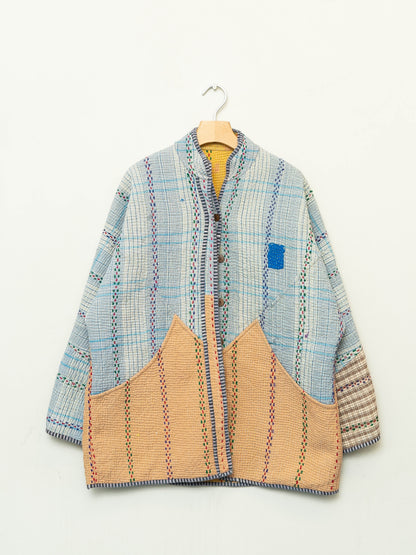 The Narmada Quilted Patchwork Kantha Jacket