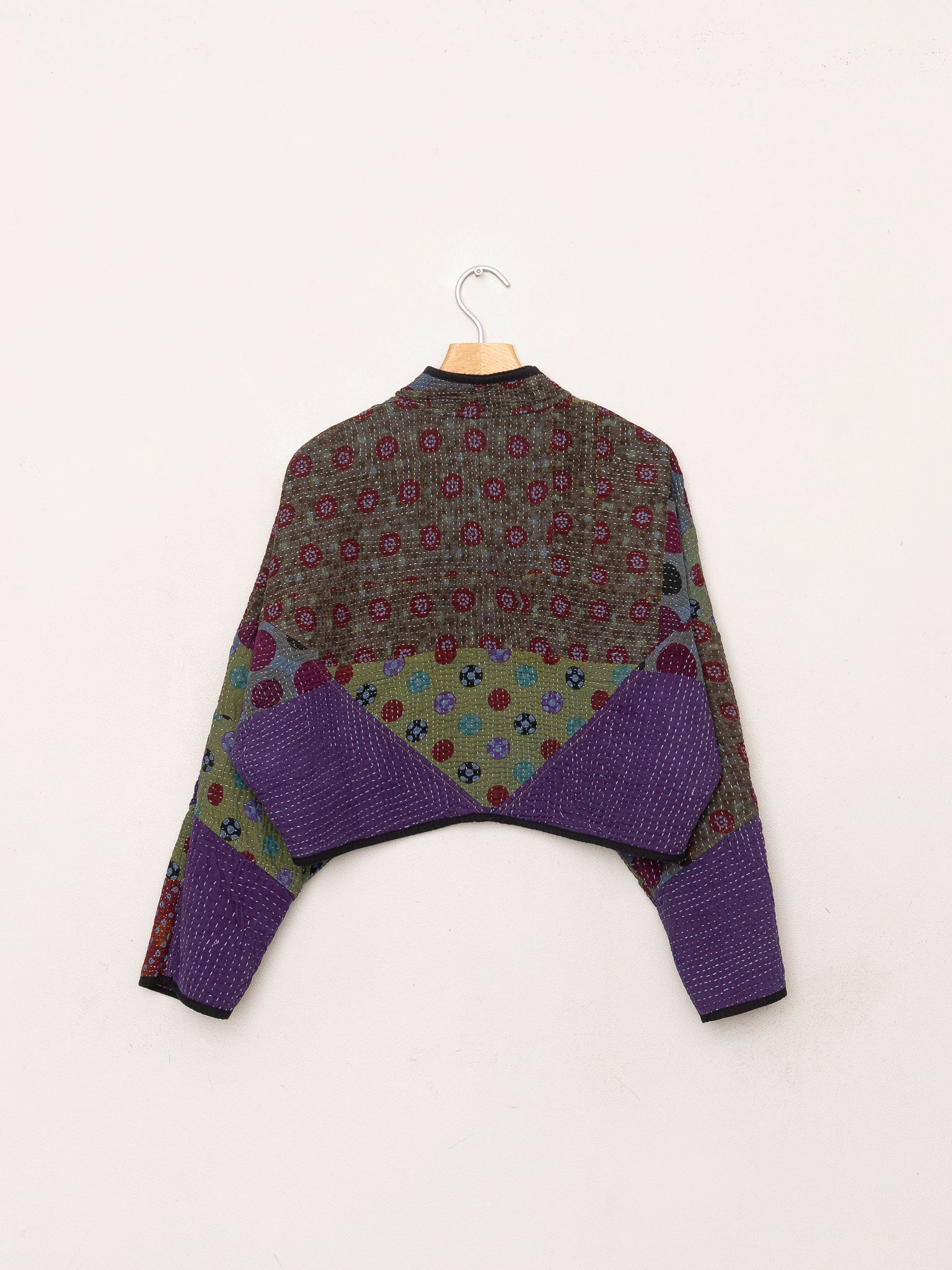 The Kaira Cropped Quilted Patchwork Kantha Jacket