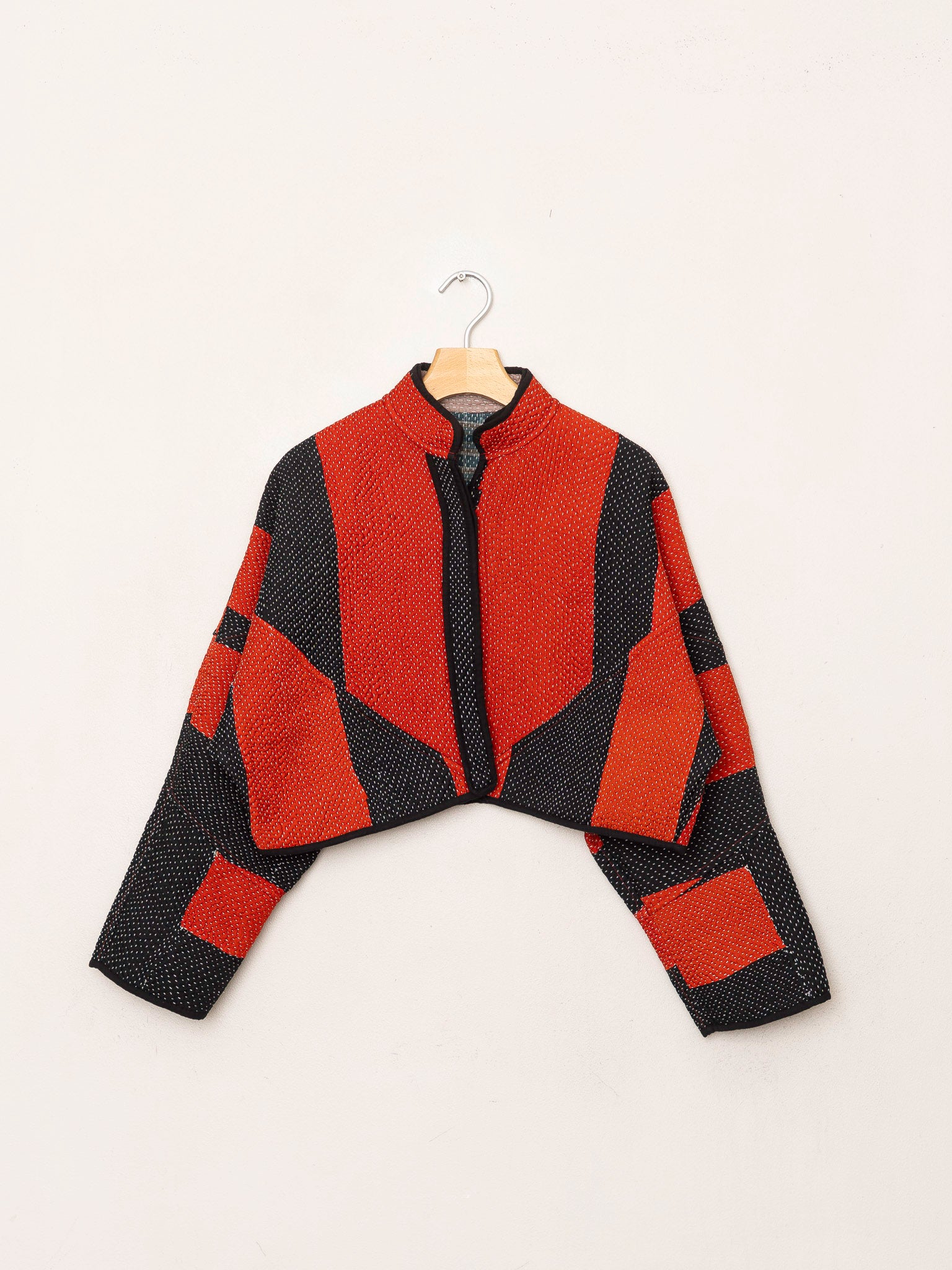 The Kaira Cropped Quilted Patchwork Kantha Jacket