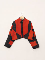 The Kaira Cropped Quilted Patchwork Kantha Jacket