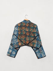 The Kaira Cropped Quilted Indigo Kantha Jacket