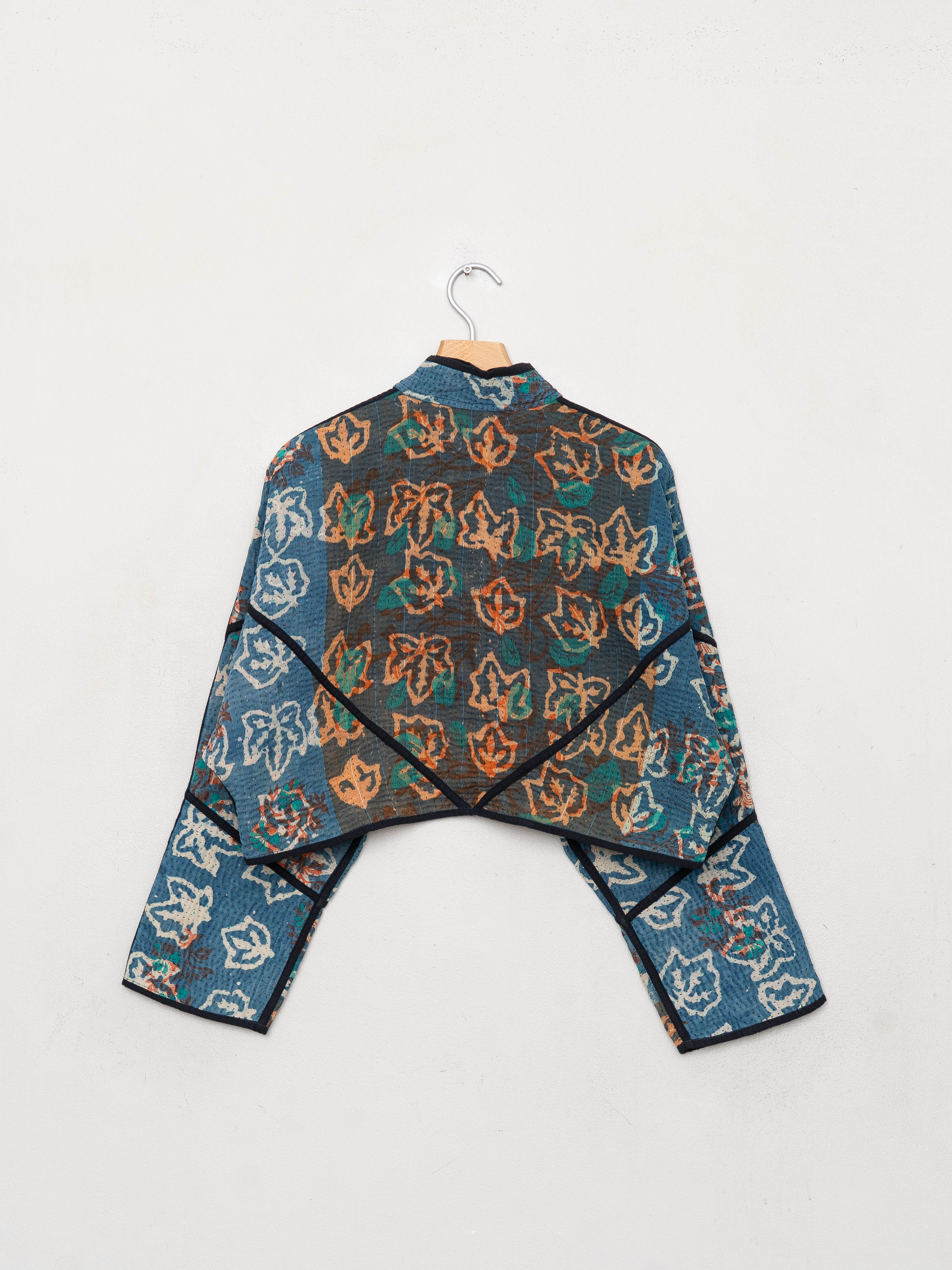 The Kaira Cropped Quilted Indigo Kantha Jacket