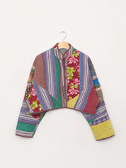 The Kaira Cropped Quilted Patchwork Kantha Jacket