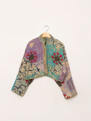 The Kaira Cropped Suzani Quilted Kantha Jacket