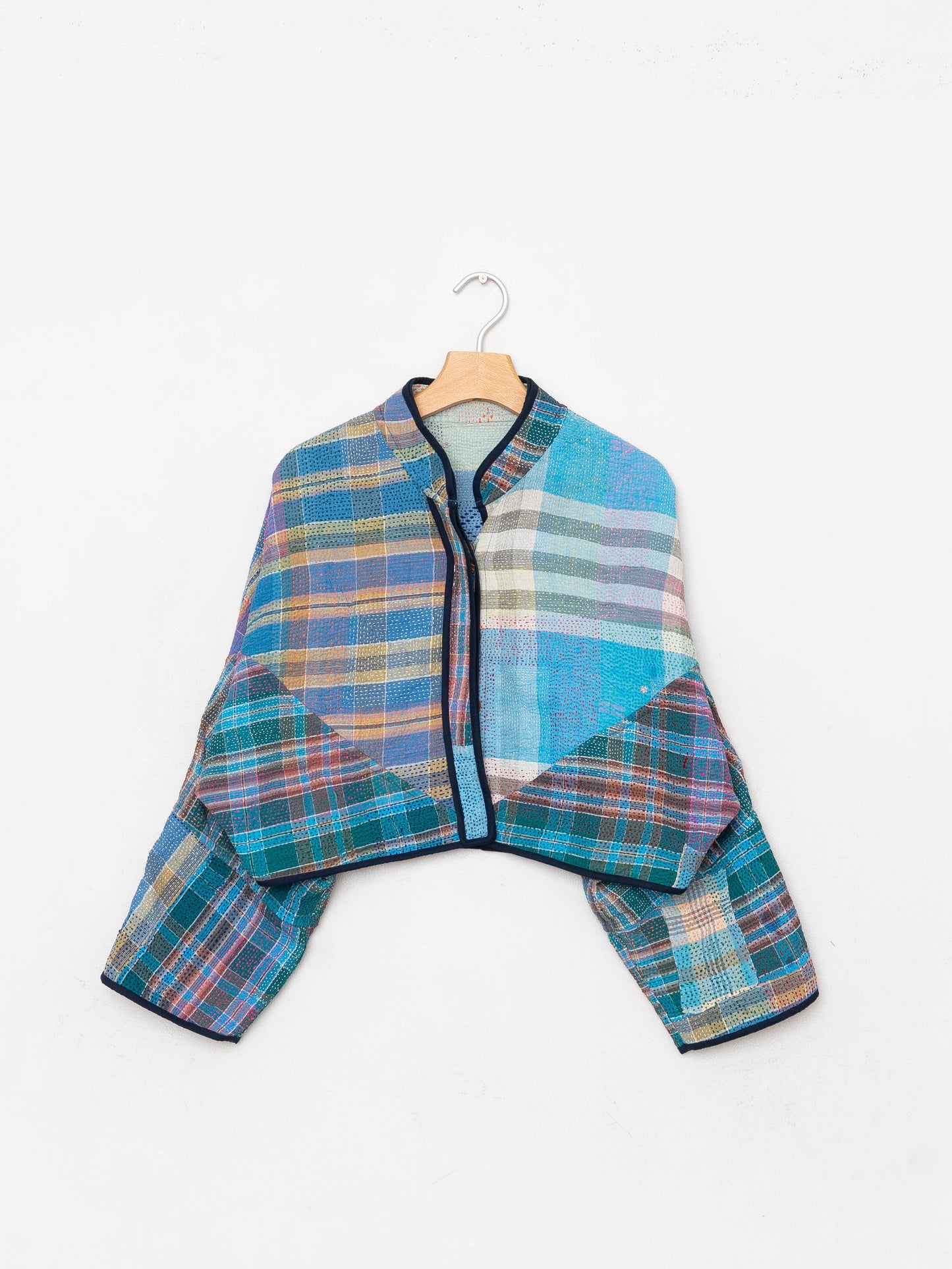 The Kaira Cropped Quilted Patchwork Kantha Jacket