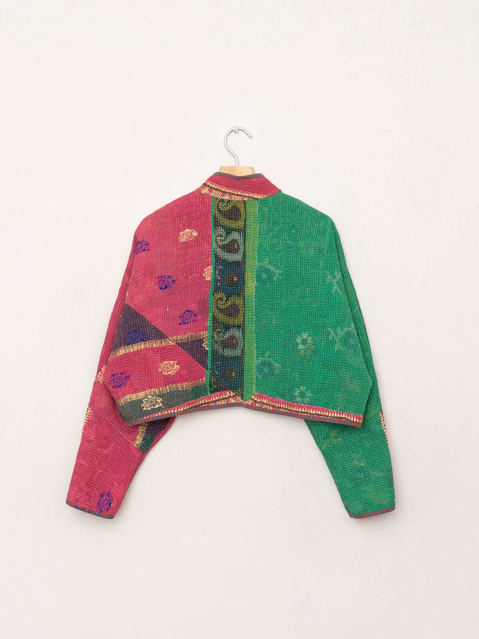 The Kaira Cropped Quilted Patchwork Kantha Jacket