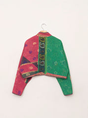 The Kaira Cropped Quilted Patchwork Kantha Jacket