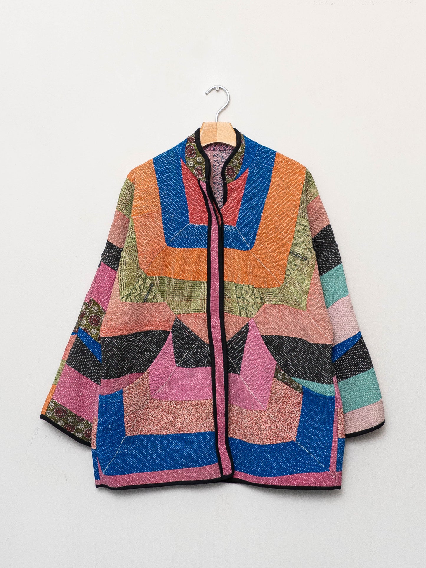 The Narmada Quilted Patchwork Kantha Jacket