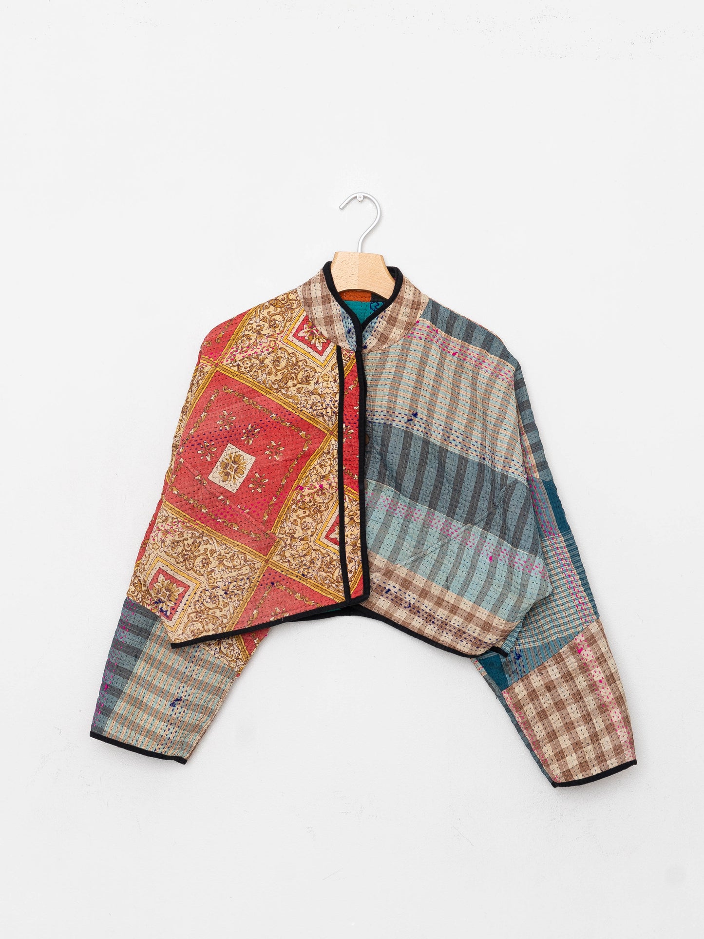 The Kaira Cropped Quilted Patchwork Kantha Jacket