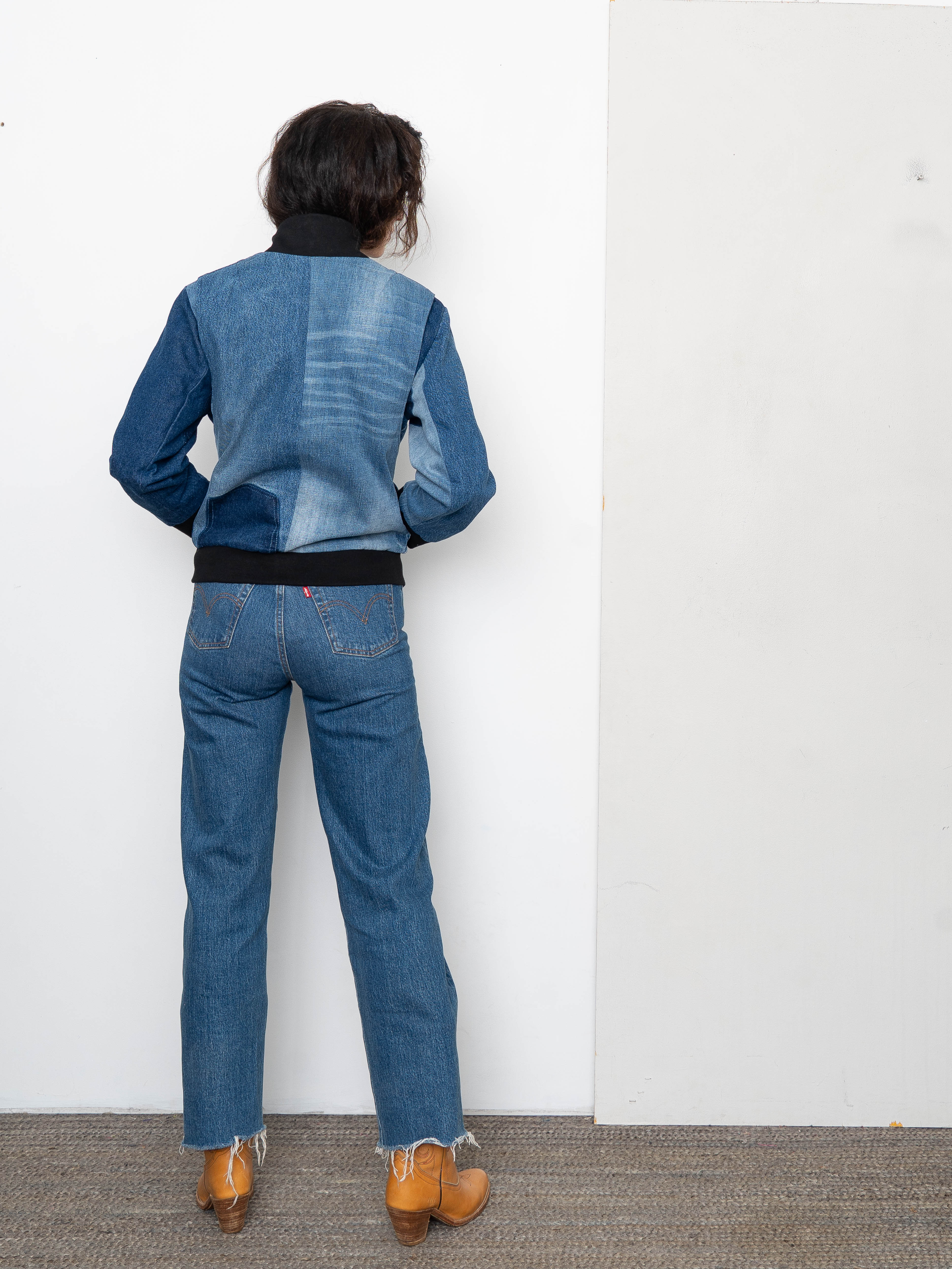 The Veda Denim Bomber Jacket - Small