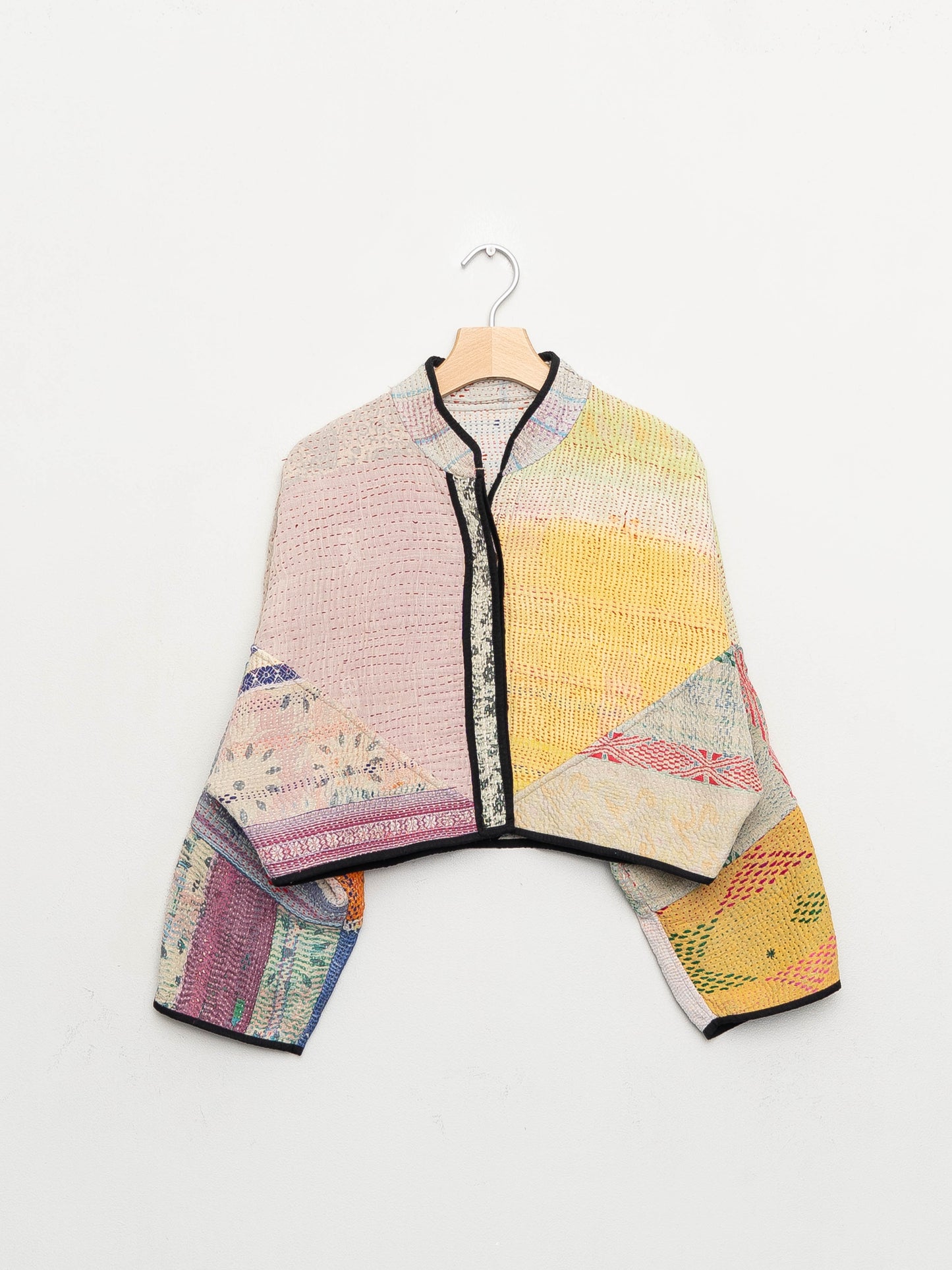 The Kaira Cropped Quilted Patchwork Kantha Jacket