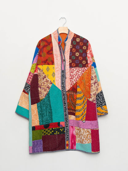 The Sai Quilted Patchwork Kantha Coat