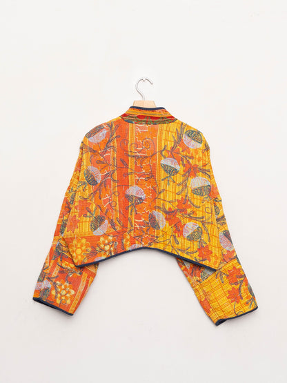 The Kaira Cropped Suzani Quilted Kantha Jacket