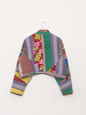 The Kaira Cropped Quilted Patchwork Kantha Jacket