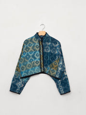 The Kaira Cropped Quilted Indigo Kantha Jacket