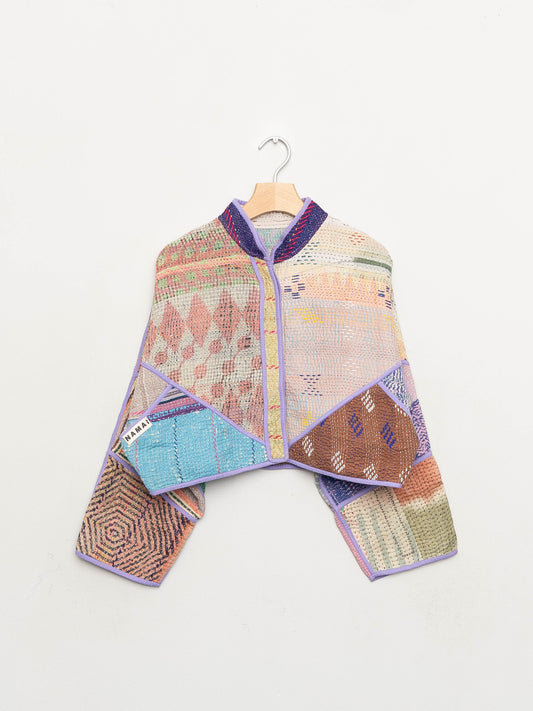 The Kaira Cropped Quilted Patchwork Kantha Jacket