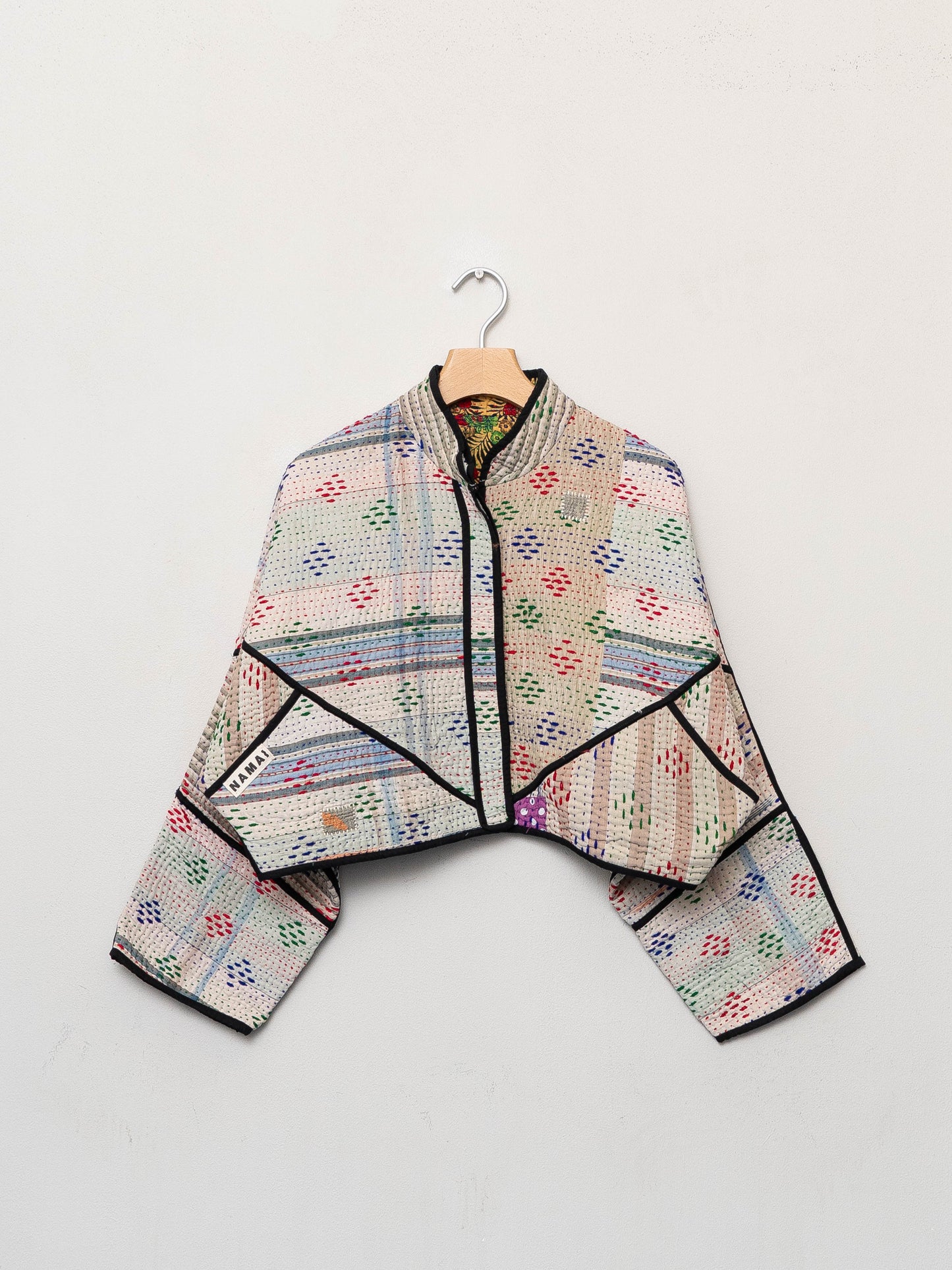 The Kaira Cropped Quilted Patchwork Kantha Jacket