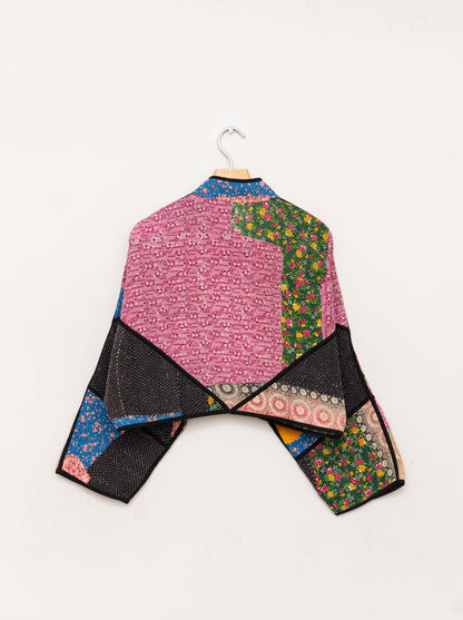 The Kaira Cropped Quilted Patchwork Kantha Jacket