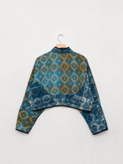 The Kaira Cropped Quilted Indigo Kantha Jacket