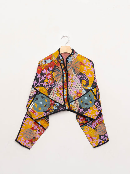 The Kaira Cropped Suzani Quilted Kantha Jacket