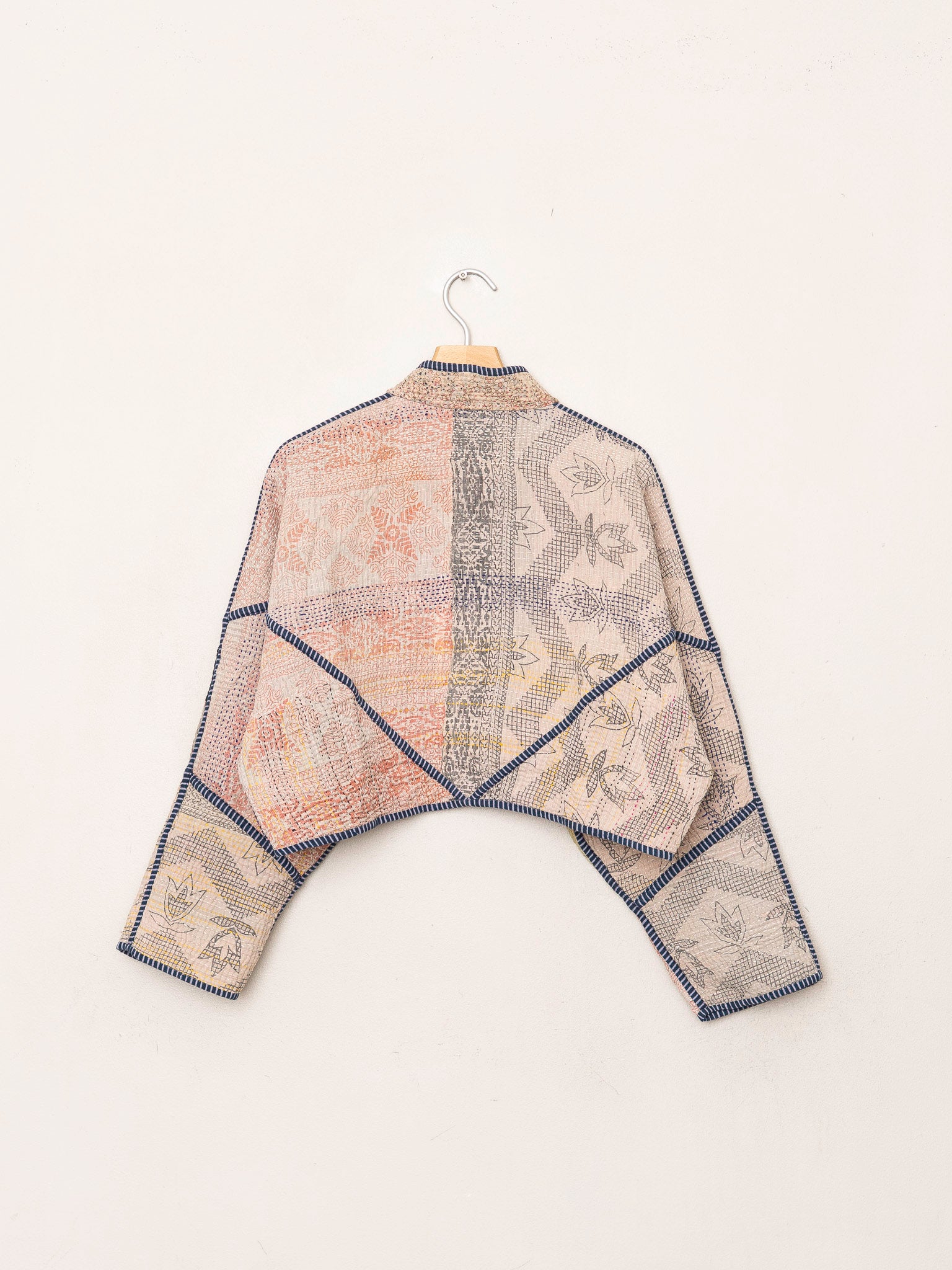 The Kaira Cropped Quilted Patchwork Kantha Jacket