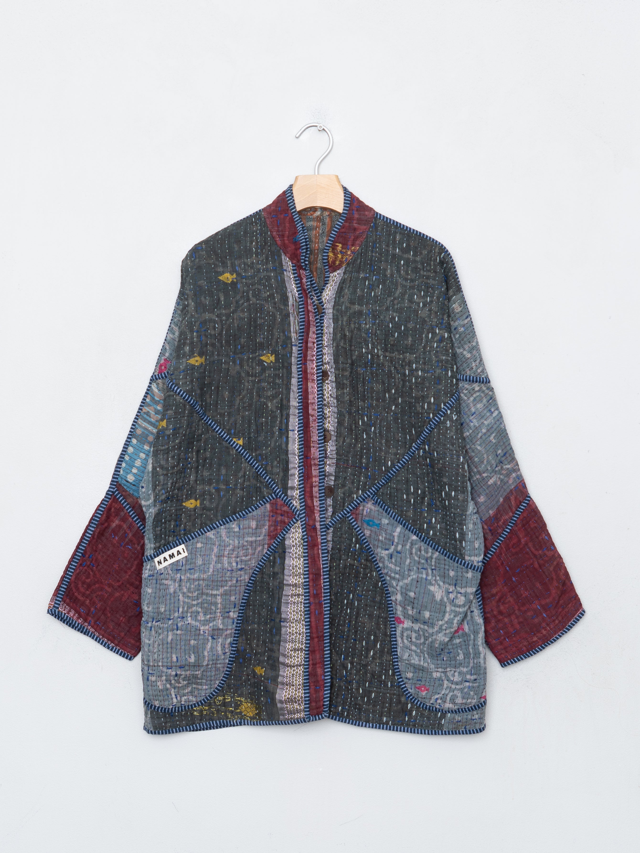 The Narmada Quilted Indigo Kantha Jacket