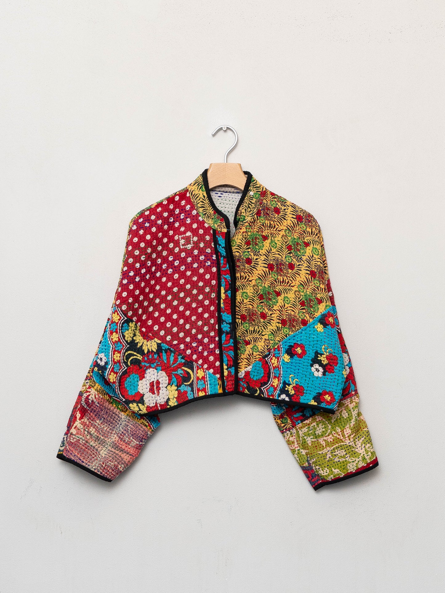 The Kaira Cropped Quilted Patchwork Kantha Jacket