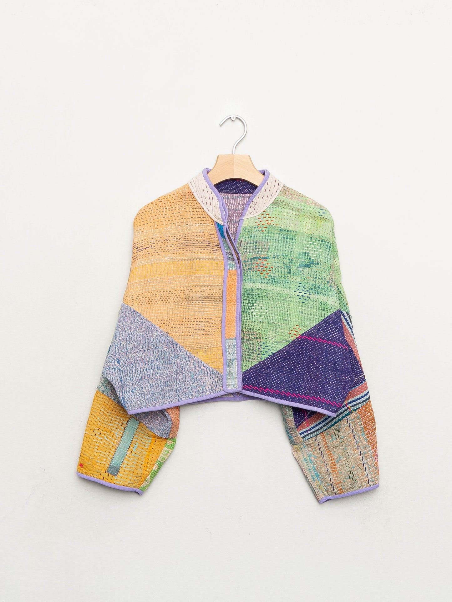 The Kaira Cropped Quilted Patchwork Kantha Jacket