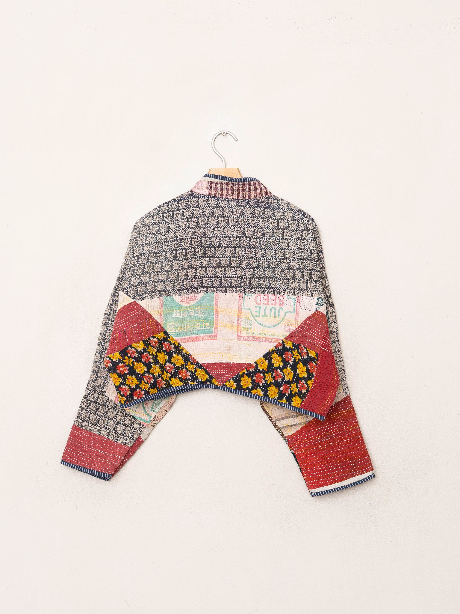 The Kaira Cropped Quilted Patchwork Kantha Jacket