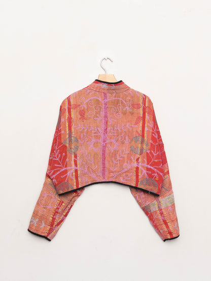 The Kaira Cropped Suzani Quilted Kantha Jacket