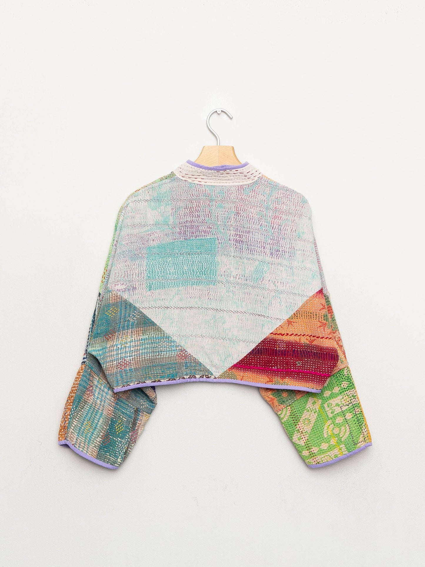 The Kaira Cropped Quilted Patchwork Kantha Jacket