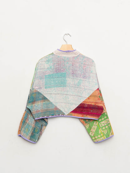 The Kaira Cropped Quilted Patchwork Kantha Jacket