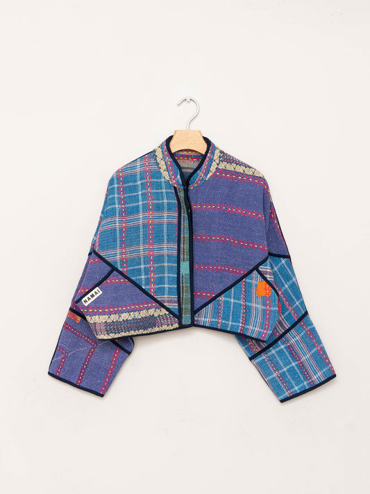 The Kaira Cropped Quilted Patchwork Kantha Jacket