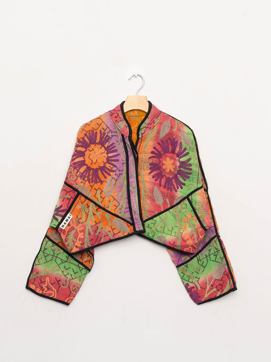 The Kaira Cropped Suzani Quilted Kantha Jacket