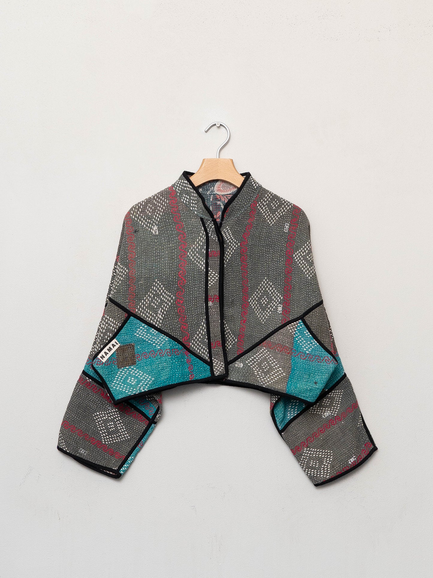 The Kaira Cropped Quilted Patchwork Kantha Jacket