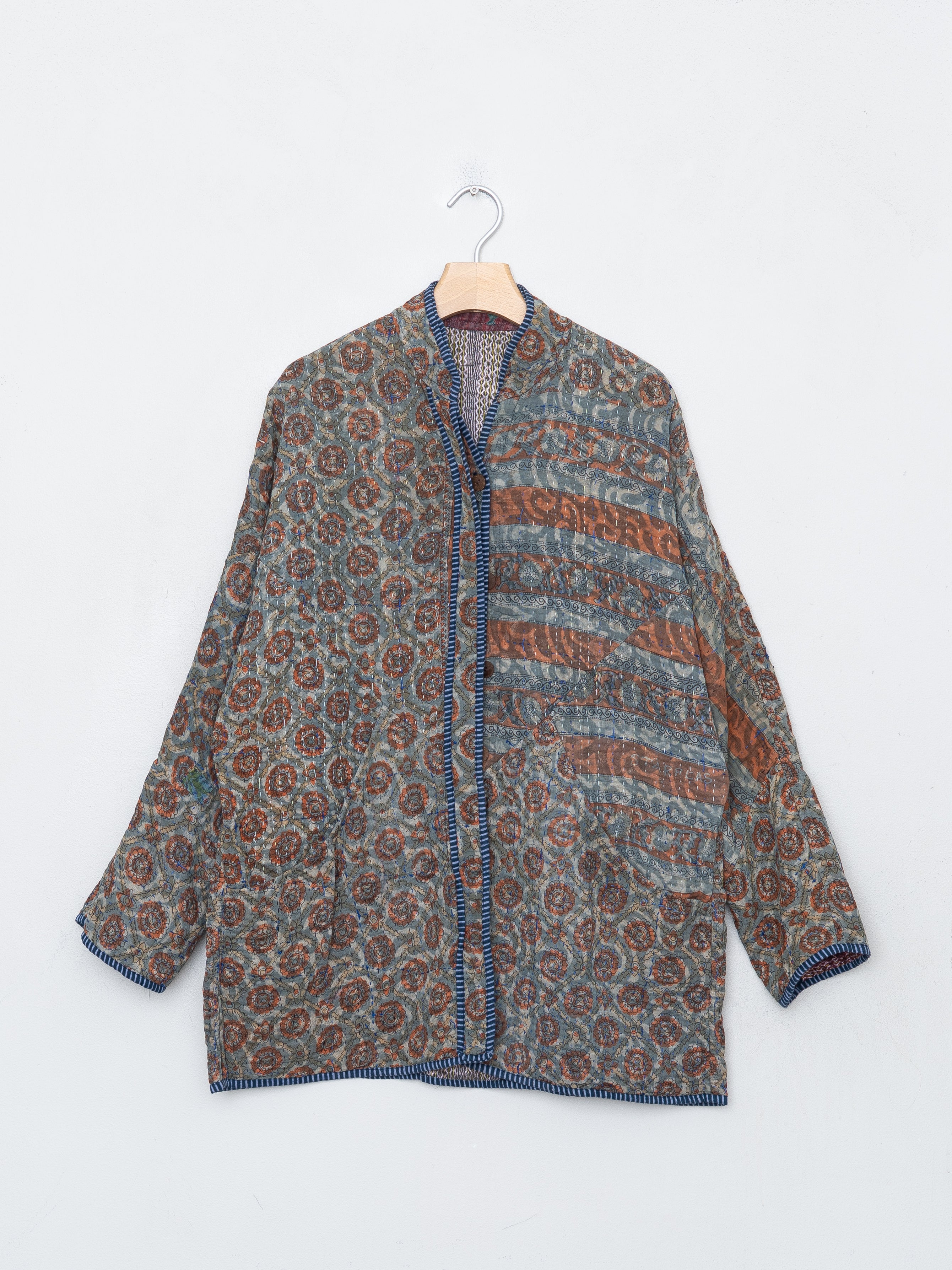 The Narmada Quilted Indigo Kantha Jacket