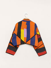 The Kaira Cropped Quilted Patchwork Kantha Jacket