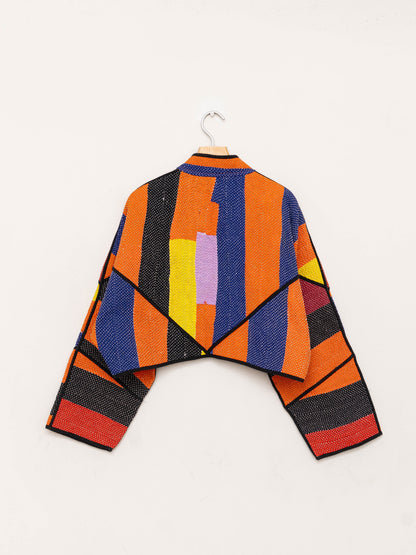 The Kaira Cropped Quilted Patchwork Kantha Jacket