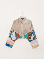 The Kaira Cropped Quilted Patchwork Kantha Jacket