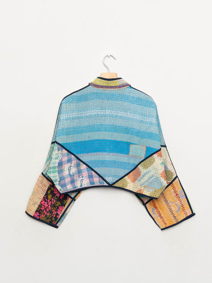 The Kaira Cropped Quilted Patchwork Kantha Jacket